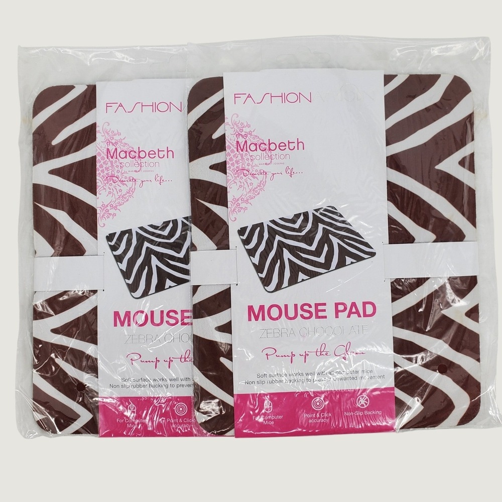 Macbeth Collection Margaret Josephs Zebra Chocolate Mouse Pad 2 Pk Animal Print